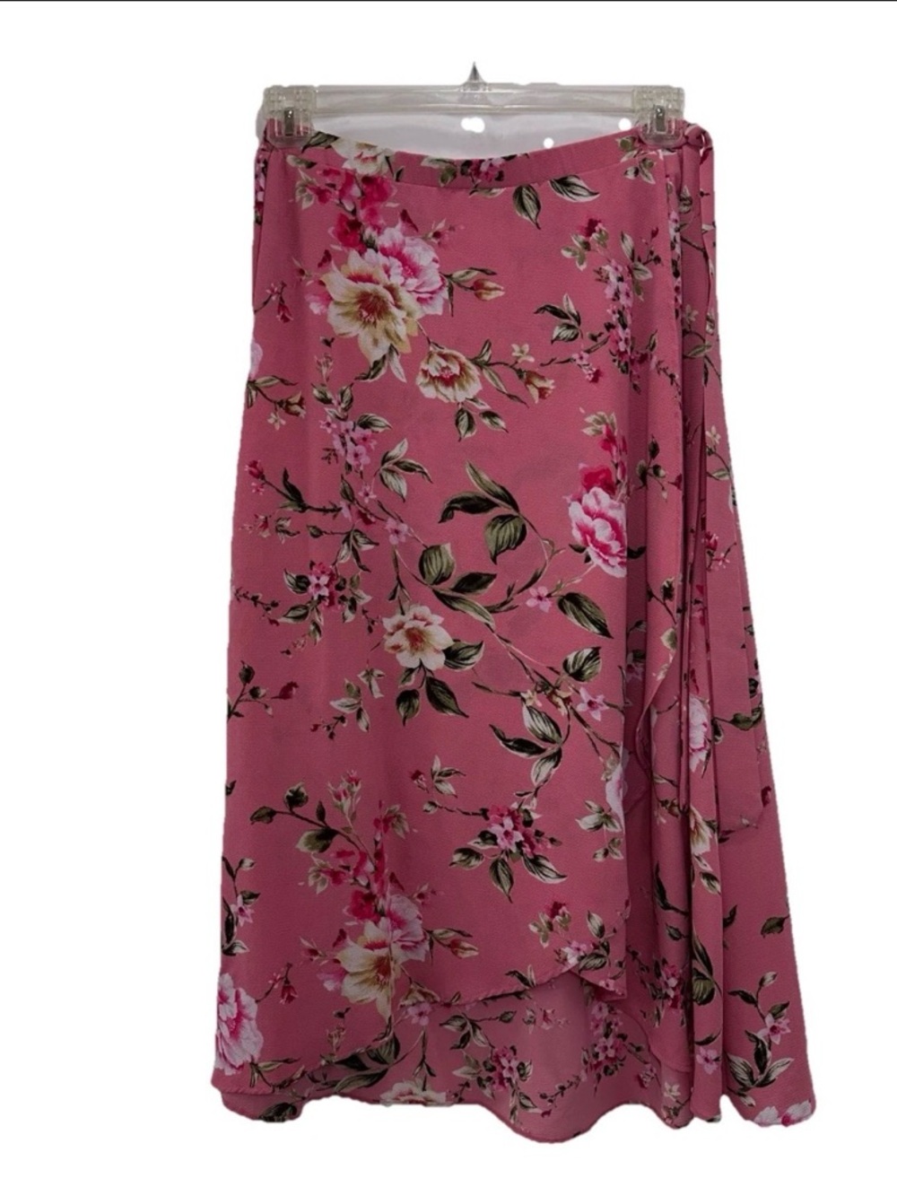 bobeau Rose Pink Floral A-Line Maxi Skirt